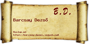 Barcsay Dezső névjegykártya